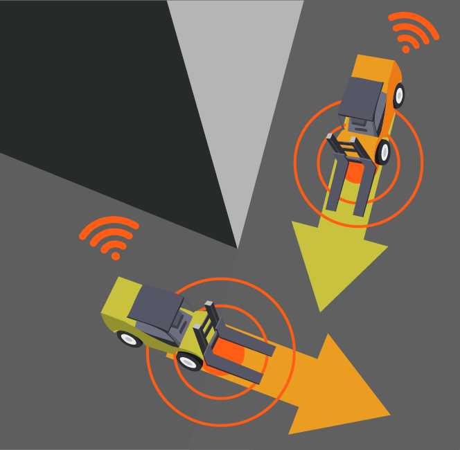 Bild, gabelstabler stoppen voneinander automatisch